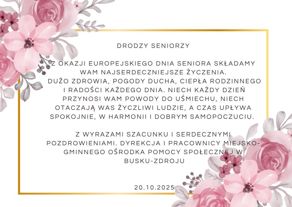 Życzenia z okazji Europejskiego Dnia Seniora
