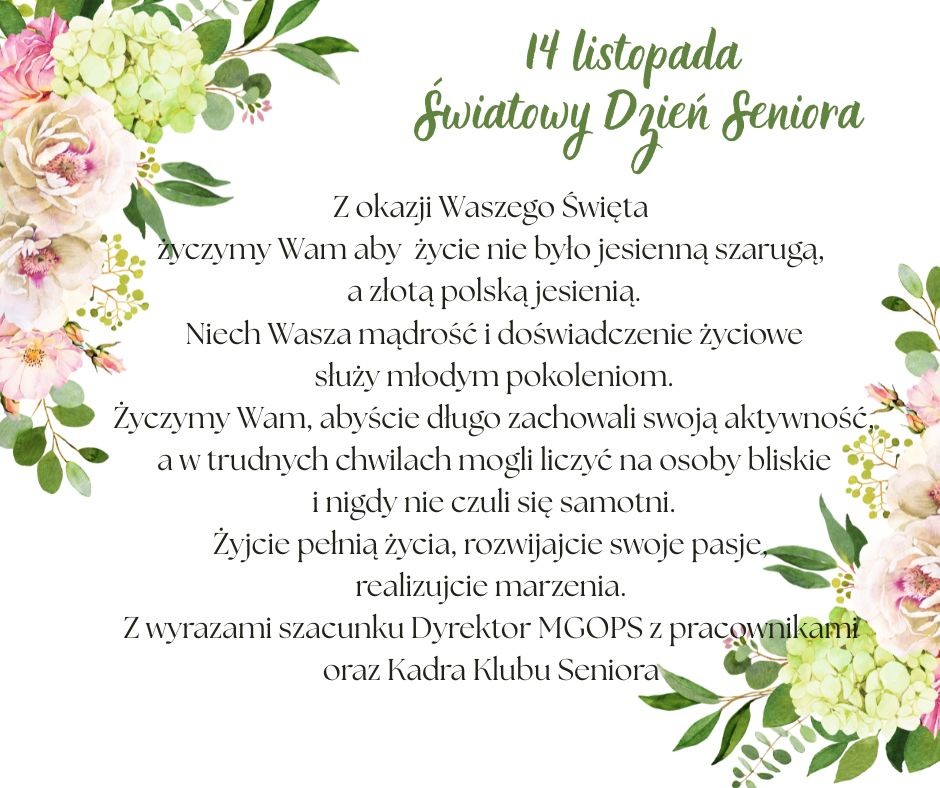 Życzenia z okazji Dnia Seniora