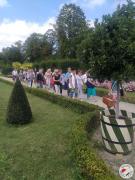 Grupa Seniorów wędrująca alejkami ogrodów w Wilanowie