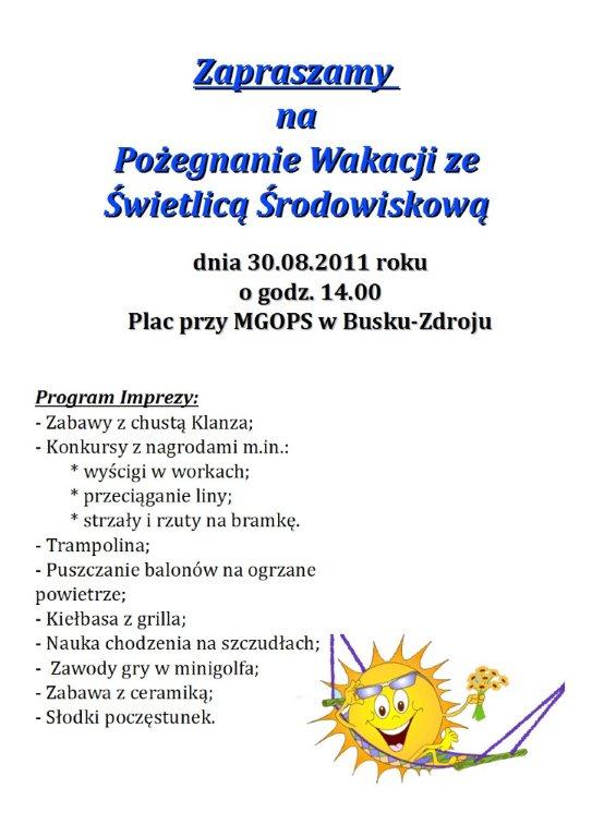 Pożegnanie Wakacji ze Świetlicą Środowiskową