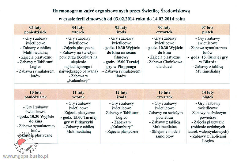 Harmonogram ferii2014