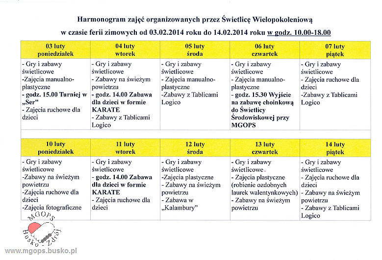 harmonogram sw 2014