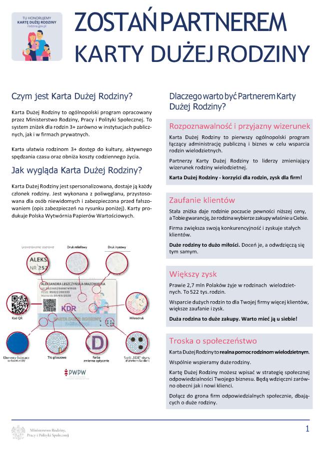 Jak zostać partnerem ogólnopolskiej Karty Dużej Rodziny